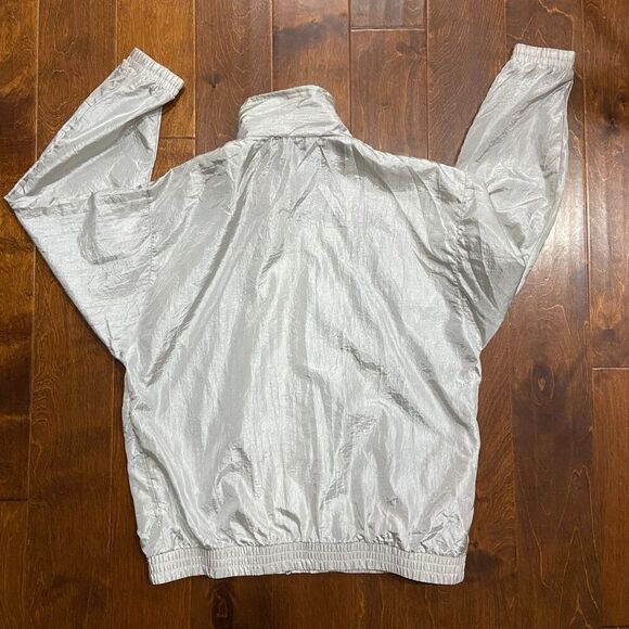 Morgan Square Vintage 80s Nylon Grey White Windbreaker Jacket Full Zip Mens M - Picture 4 of 7